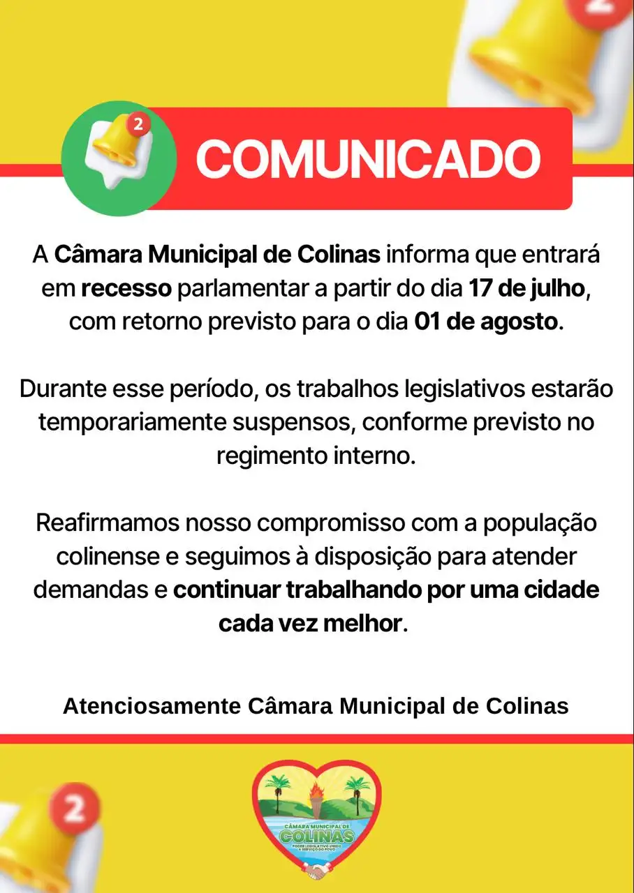 COMUNICADO DE RECESSO PARLAMENTAR