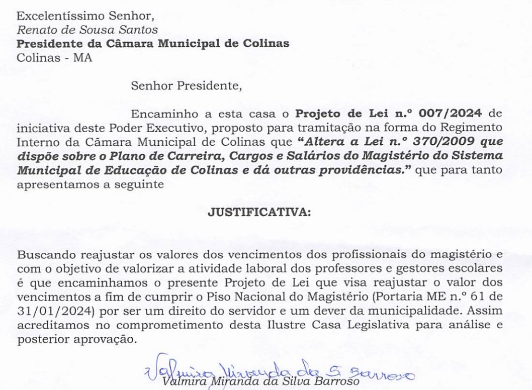 Câmara Municipal de Colinas Aprova Projeto de Lei para Valorização do Magistério